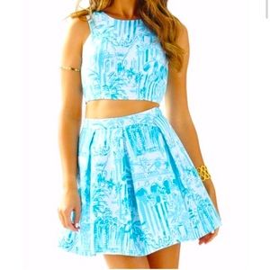 Lilly Pulitzer Women’s La Via Loca Melody Two Piece Set Blue and White Size 10
